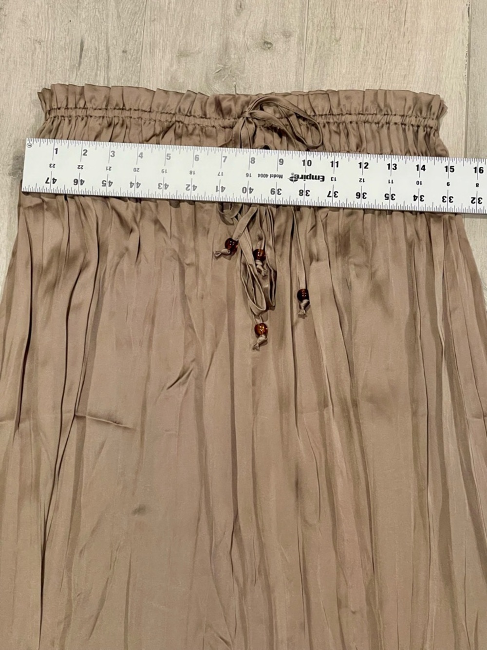 Zara Satin Midi Skirt Taupe Brown Flowy Elastic Waist Drawstring Size M - Picture 4 of 8